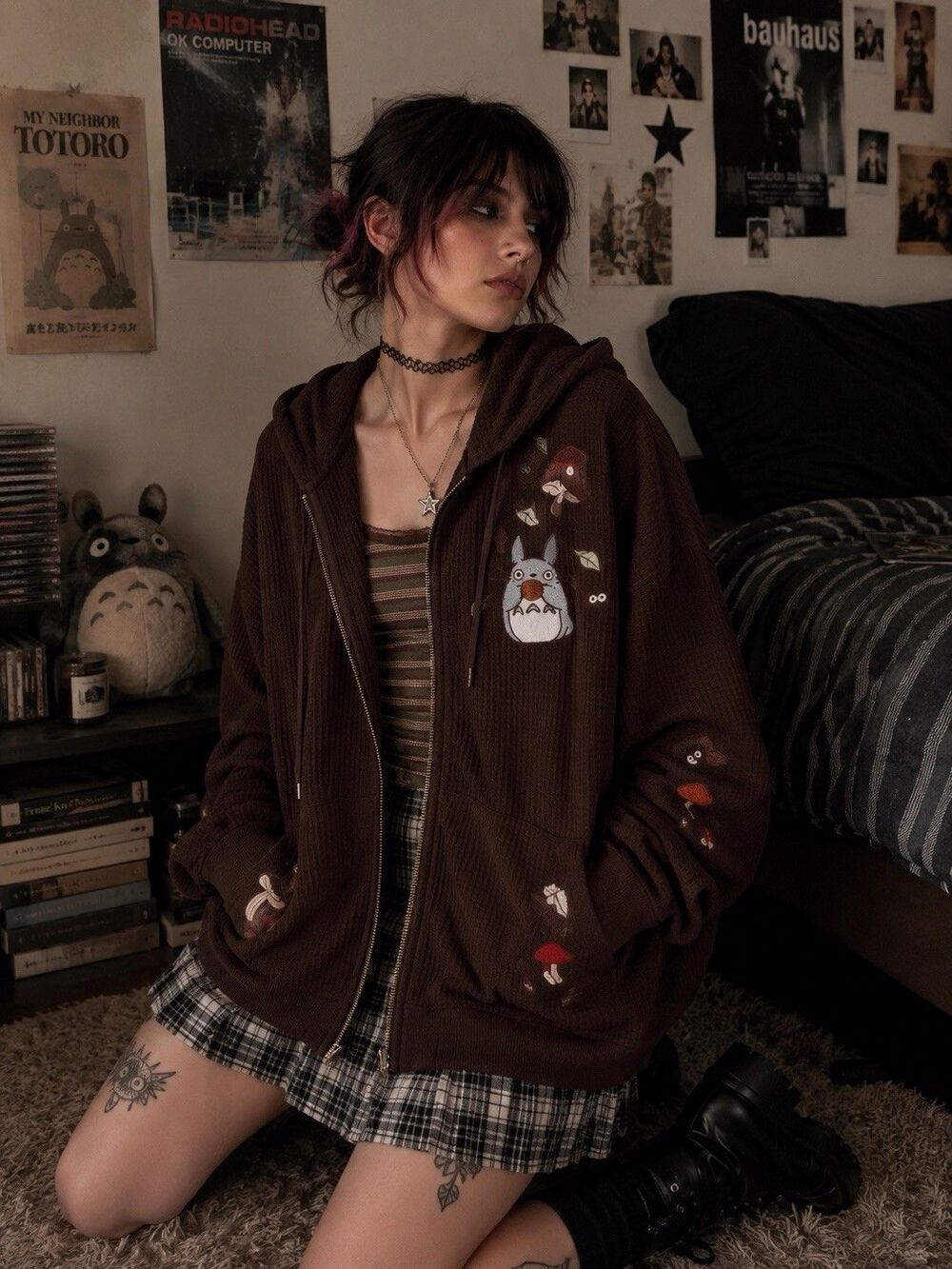 Her Universe Studio Ghibli My Neighbor Totoro Thermal Hoodie Zip Goblincore Sz 4